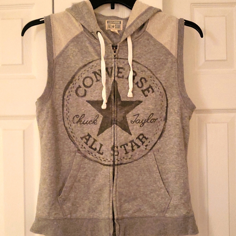 Converse sleeveless zip up hoodie